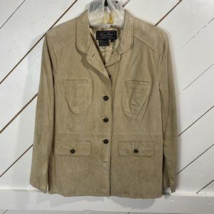 Terry Lewis Classic Luxuries Tan Beige Leather Suede Jacket Women’s Size Large